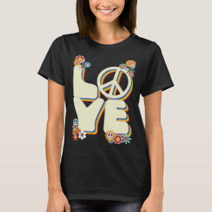 Kärlek Hippie Fredstecken Flowers Groovy 60 s 70-t T Shirt