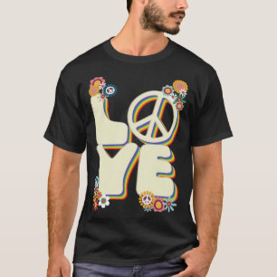 Kärlek Hippie Fredstecken Flowers Groovy 60 s 70-t T Shirt