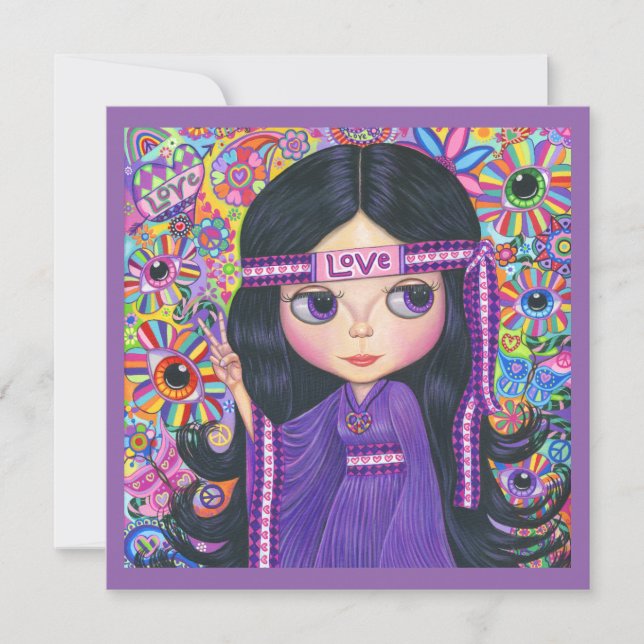 Kärlek Hippie Girl Flower Child Fredstecken (Framsida)