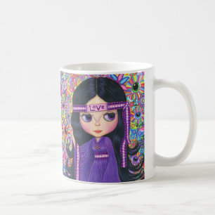 Kärlek Hippie Girl Flower Child Fredstecken Kaffemugg
