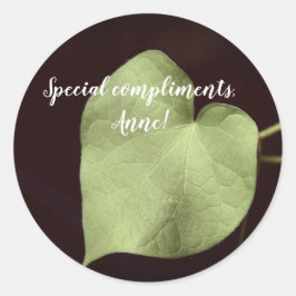 Kärlek, Hjärt Löv, Anpassningsbar textstämpel Runt Klistermärke