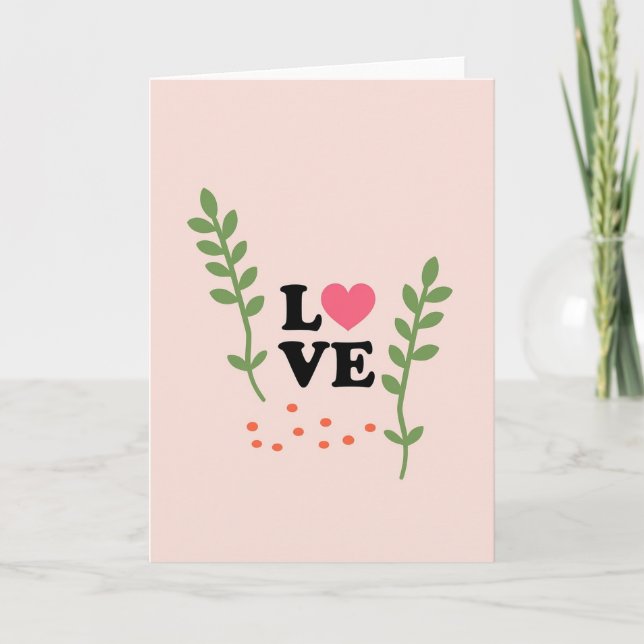 Kärlek hjärta blad design kort (Framsida)