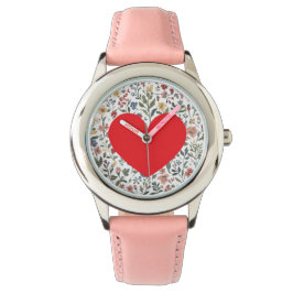 Kärlek Hjarta, Blommönster, Modern, söt Armbandsur