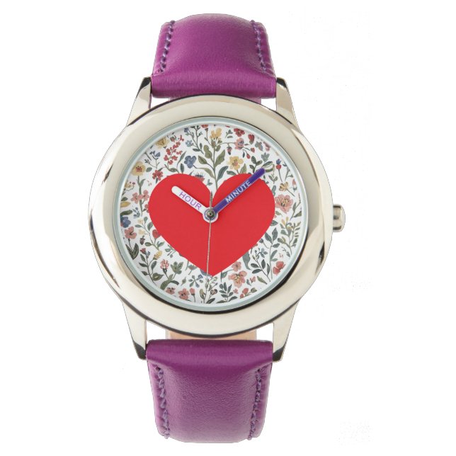 Kärlek Hjarta, Blommor Mönster,Modern,söt Armbandsur (Framsida)
