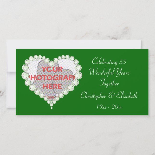 Kärlek Hjärta Diamant Smaragd Jubileum Meddelande (Framsida)