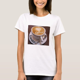 Kärlek Hjarta London Cappuccino Kaffe Kopp Mugg T- T-shirt