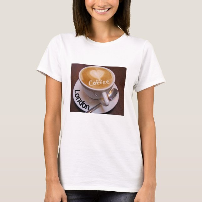 Kärlek Hjarta London Cappuccino Kaffe Kopp Mugg T- T-shirt (Framsida)