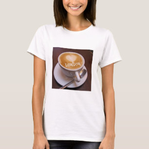 Kärlek Hjarta London Cappuccino Kaffe Kopp T-shirt
