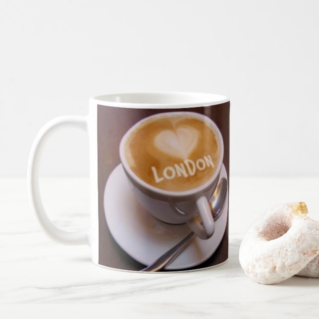 Kärlek Hjarta London Cappuccino Kaffekopp (Med munk)