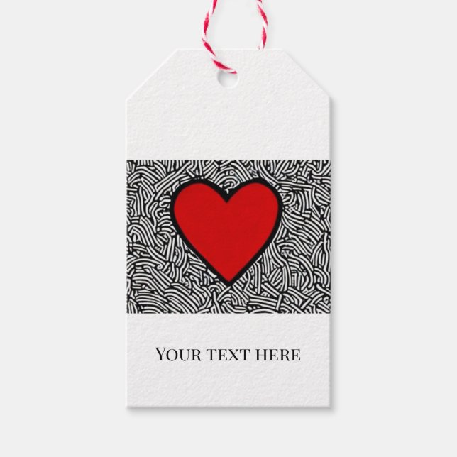 kärlek hjärta med doodle-märkre skapar din egen presentetikett (Framsidan)
