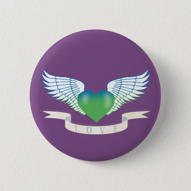 Kärlek hjärta med vingar knapp (Framsida)