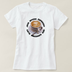 Kärlek Hjarta Paris Cappuccino Kaffe Kopp T-shirt