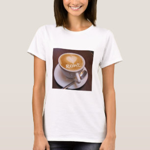 Kärlek Hjarta Rom Cappuccino Kaffe Kopp Mugg T-Shi T-shirt