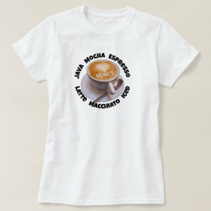 Kärlek Hjarta Venedig Cappuccino Kaffe Kopp T-shir T Shirt
