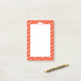 Kärlek & Hjärtan Doodles Med Monogram Post-it Block