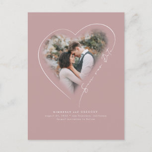 Kärlek Hjärtan Elegant Minimal Rädda Datum Foto Meddelande Vykort