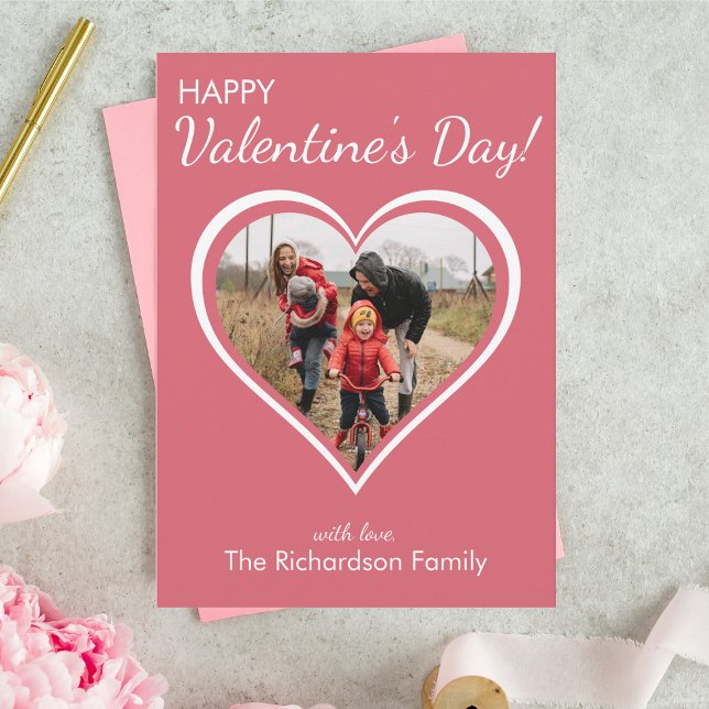 Kärlek Hjärtan Familj Foto Alla hjärtans dag Julkort (Happy Valentine's Day!)