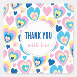 Kärlek hjärtan. fyrkantigt klistermärke