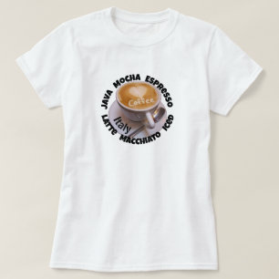 Kärlek Hjärtan Italien Cappuccino Kaffe Kopp T-shi T Shirt