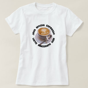 Kärlek Hjärtan Italien Cappuccino Kaffe Kopp T-shi T Shirt