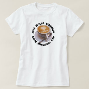 Kärlek Hjärtan London Cappuccino Kaffe Kopp T-shir T Shirt