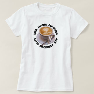 Kärlek Hjärtan London Cappuccino Kaffe Kopp T-shir T Shirt