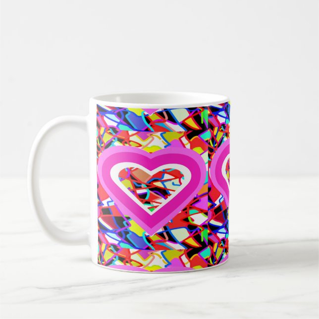 Kärlek-hjärtan på mosaik mönster kaffemugg (Vänster)