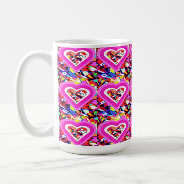 Kärlek-hjärtan på mosaik mönster kaffemugg (Vänster)