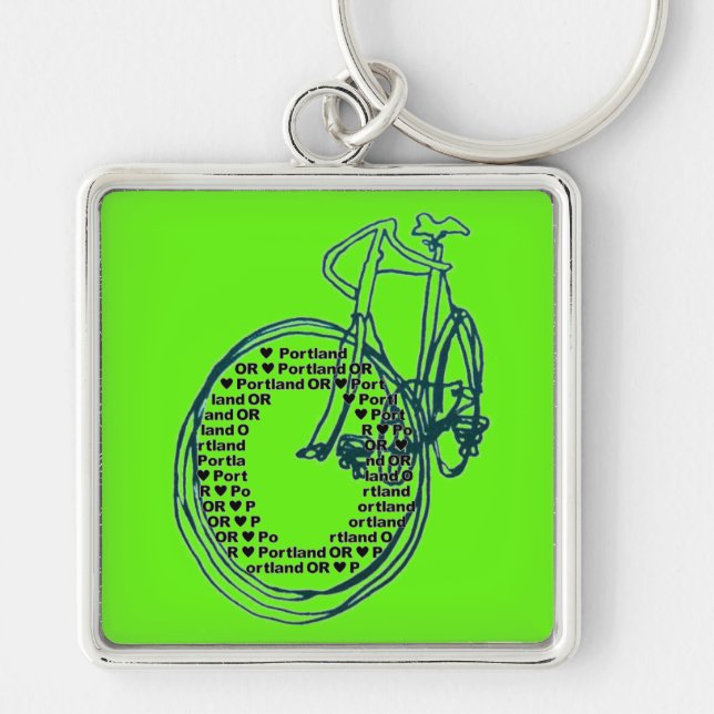 Kärlek Hjärtan Portland Cykel Nyckelring (Framsidan)