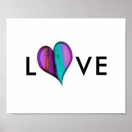 kärlek-hjärtan poster lila och blått hjärta med te