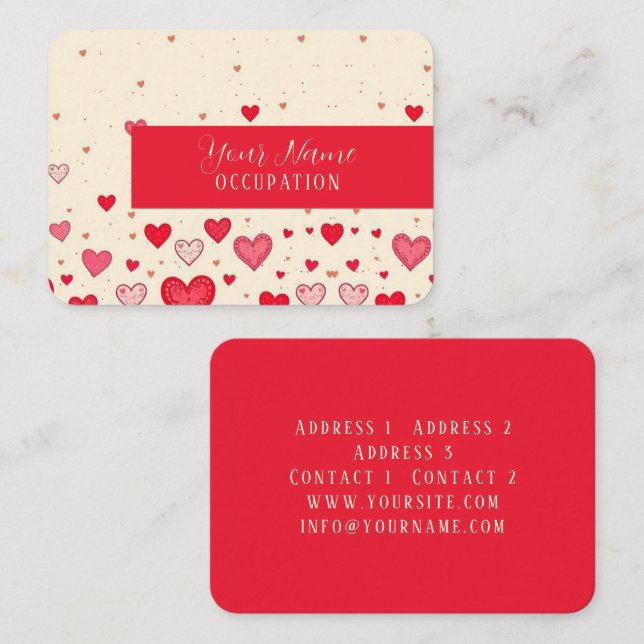 Kärlek, hjärtan, Valentineser, Bröllop - Affärskor Visitkort (Fram/baksida)