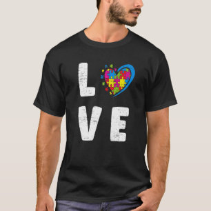Kärlek Hjärtans Händer Autism Medvetenhet Dag Måna T Shirt