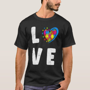Kärlek Hjärtans Händer Autism Medvetenhet Dag Måna T Shirt