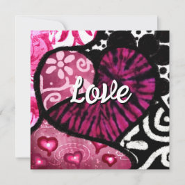 Kärlek Hjärtat Rosa Blommig Polka Prick Valentines Julkort