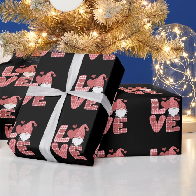 Kärlek Hjärtat Söt Tomte Alla Hjärtans Dag Presentpapper (Helgdagar)