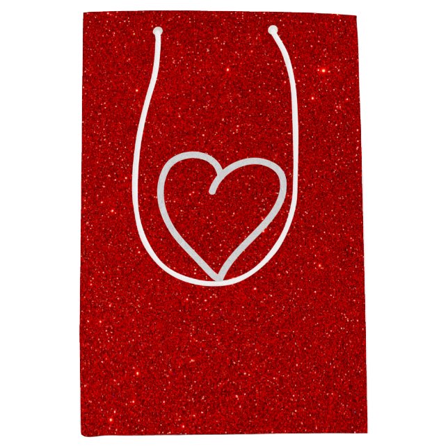 Kärlek Hjärtat Vitt Glitter Alla Hjärtans Dag Mede (Framsidan)