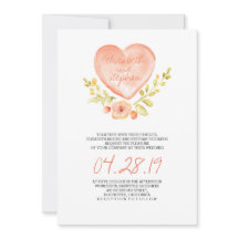 kärlek hjärtblommor, vattenfärgad bröllopsinbjudan