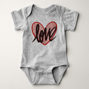 Kärlek Hjärtformad Bebis Onesie - Sött Rött Hjärta T Shirt