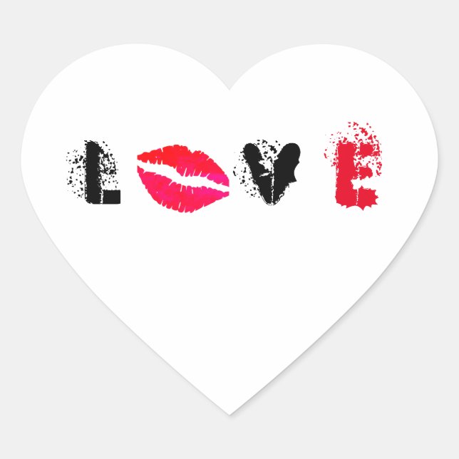 Kärlek Hjärtformat Klistermärke (Framsida)