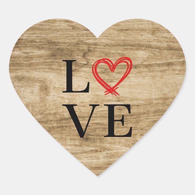 Kärlek. Hjärtformat Klistermärke (Framsida)