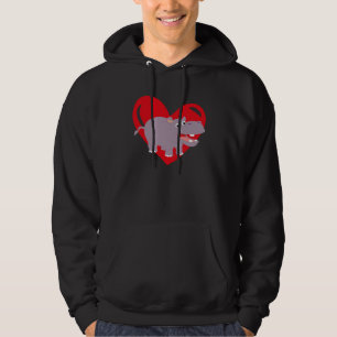 Kärlek Hjärtgrafik Alla hjärtans dag Flodhäst Pojk Hoodie
