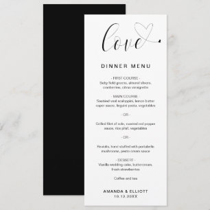 Kärlek Hjärtlig Elegant Bröllop Meny
