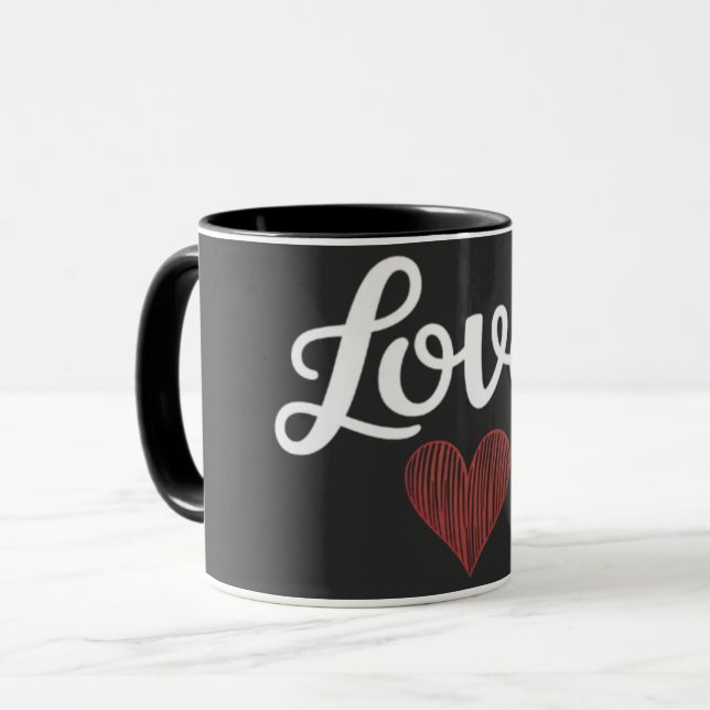 Kärlek Hjärtminimal Typografi Romantisk Design Mugg (Framsida vänster)