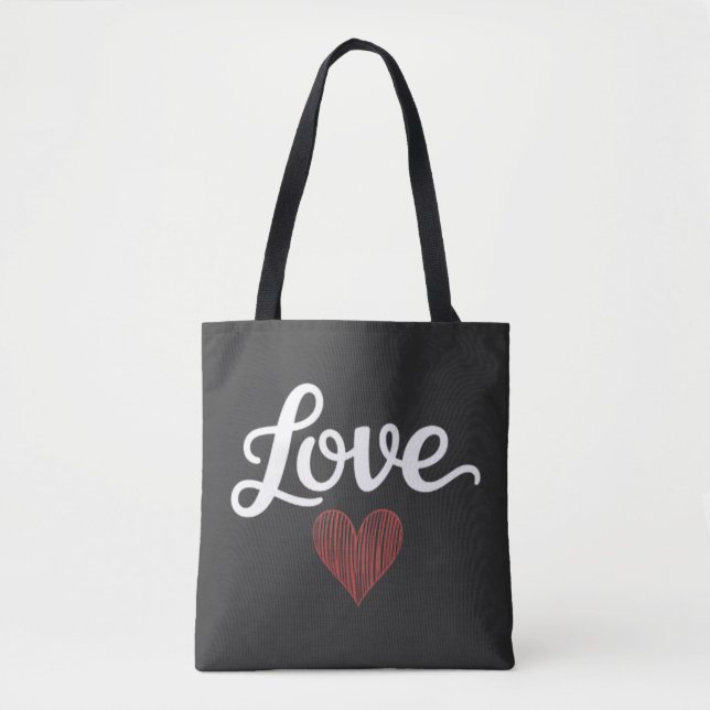 Kärlek Hjärtminimal Typografi Romantisk Design Tygkasse (Framsida)
