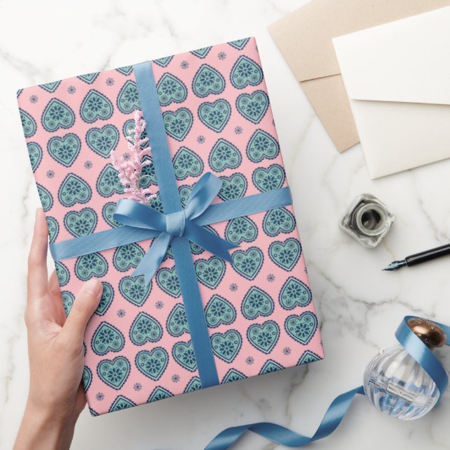‘Kärlek’ hjärtmönster presentpapper  (Gifting)