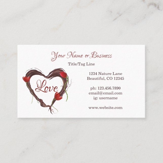 Kärlek Hjärtsutandning med rött knölar Visitkort (Framsida)