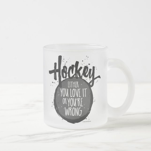 Kärlek Hockey Frosted Glass Coffee Mugg (Höger)