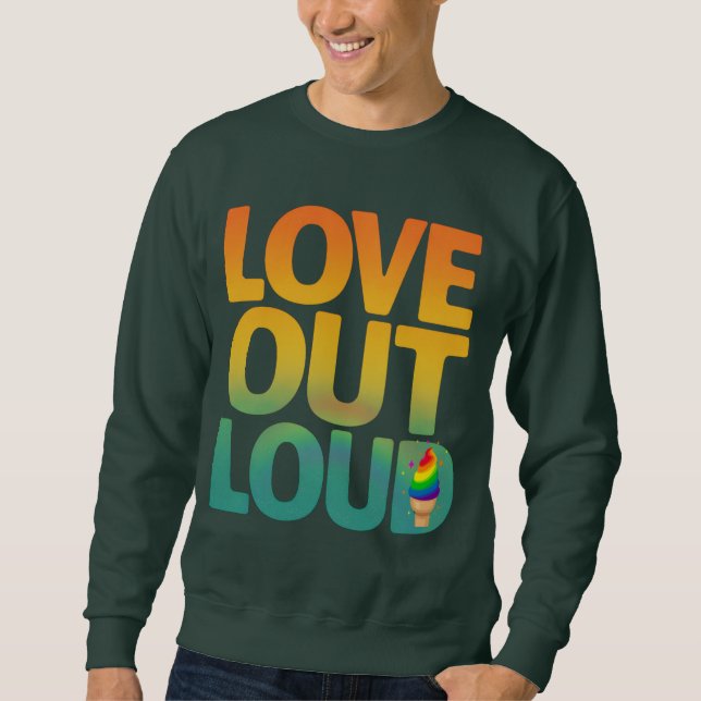 Kärlek Högt Retro Pride Typografi Anpassad Lång Ärmad Tröja (Framsida)