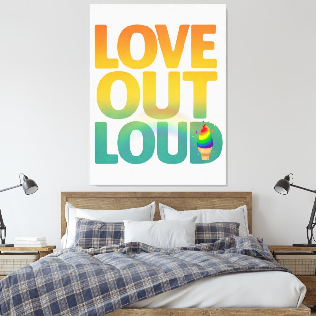 Kärlek Högt Retro Pride Typografi Design Canvastryck (Insitu (sovrum))