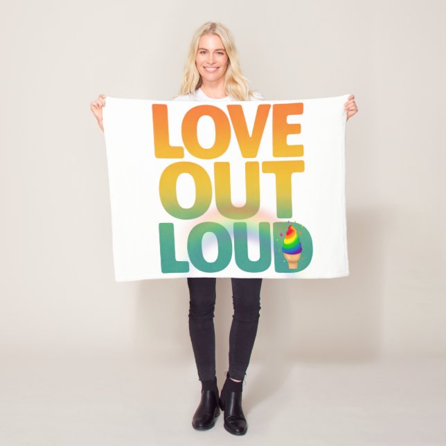 Kärlek Högt Retro Pride Typografi Design Fleecefilt (På plats)